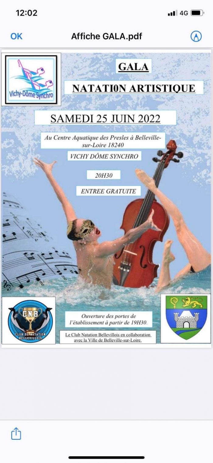 gala de natation artistique Belleville sur Loire